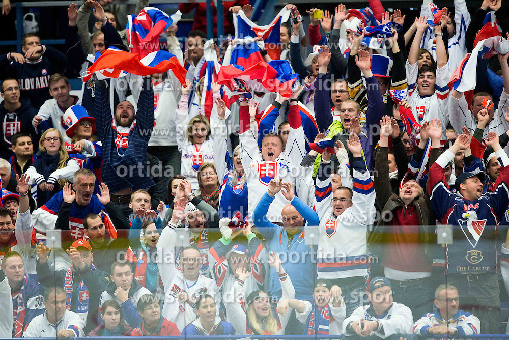 Fans of Slovakia during Ice Hockey match between Slovakia and Denmark at Day 2 in Group B of 2015 IIHF World Championship, on May 2, 2015 in CEZ Arena, Ostrava, Czech Republic. Photo by Vid Ponikvar / Sportida