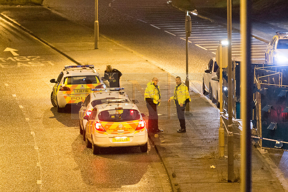 © Licensed to London News Pictures. 03/01/2017. Huddersfield UK. A man has died during a pre-planned operation on a M62 slip road near Huddersfield. Police said a police firearm was discharged at about 18:00 on Monday near the M62 motorway. Photo credit: Andrew McCaren/LNP