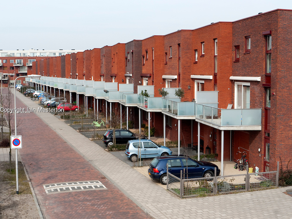Modern residential housing in city of Leiden in the Netherlands
