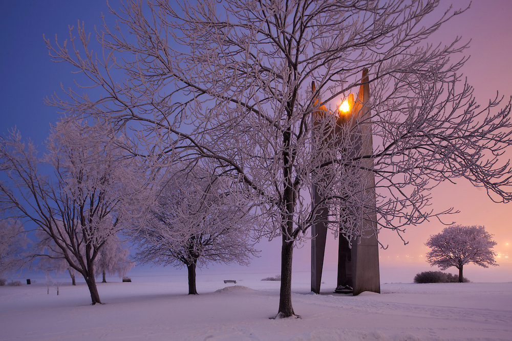 The memorial for the drowned sailors in the snowy landscape of Helsinki, Finland.