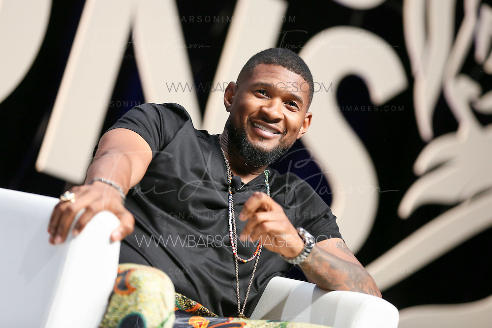 CANNES, FRANCE - JUNE 21: ÊiHeartMedia presents a fireside chat about driving creativity and success with Ryan Seacrest and eight time Grammy winner Usher on the main stage at Lumire Theater, Palais des Festivals during the Cannes Lions Festival on June 21, 2016 in Cannes, France. (Photo by Tony Barson/Getty Images for iHeartMedia)