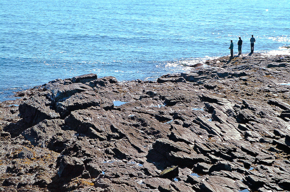Beach rocks and stones formed by surf Maine rocky coast